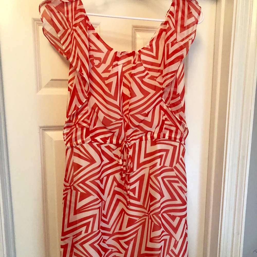 Orange & white Chevron dress